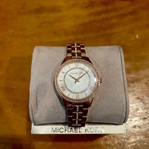 NIB Michael Kors “Lauryn” women’s rose gold & quartz watch